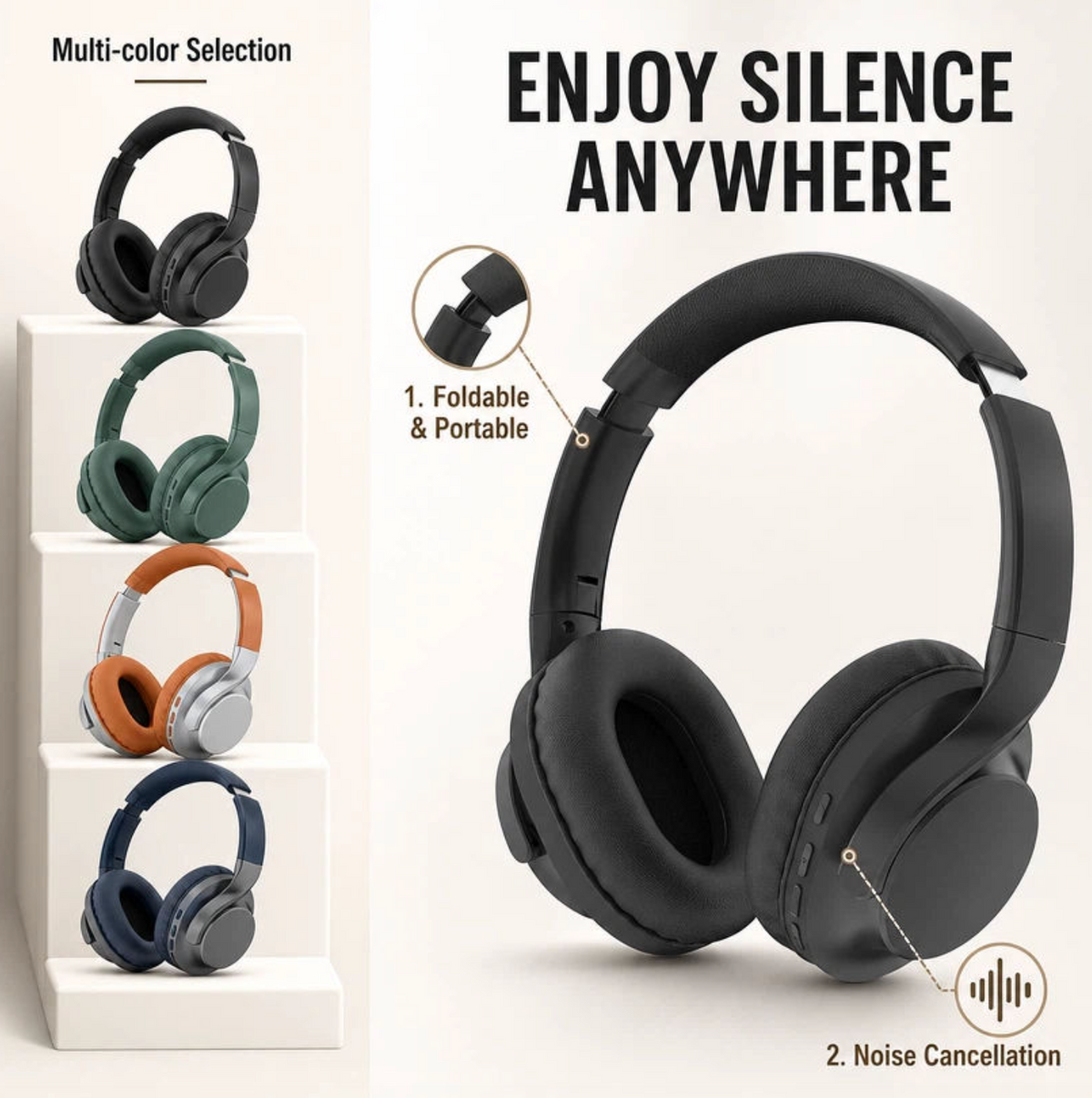 Wireless Over-Ear Headphones with ANC